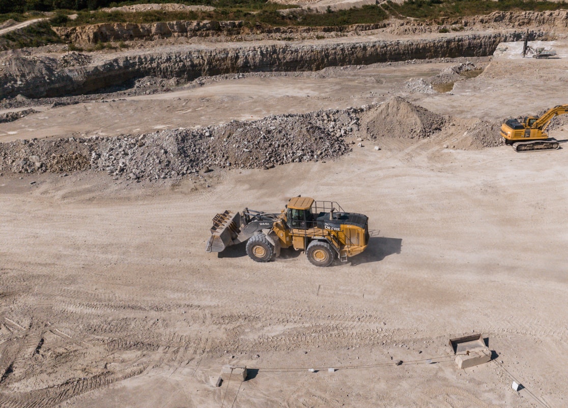 Loader at an aggregate quarry in Missouri