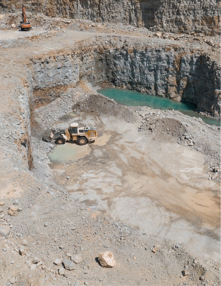 Wheel loader at at aggregate quarry